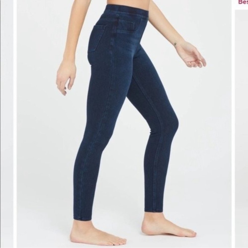 Spanx Jean-ish ankle leggings blue denim pants jegging skinny jeans XL